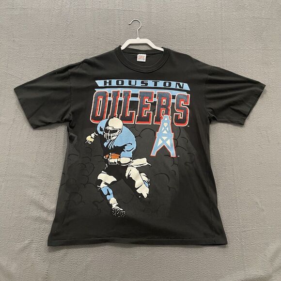 Vintage Houston Oilers T Shirt Mens Large AOP Single Stitch NFL Rare USA Made L